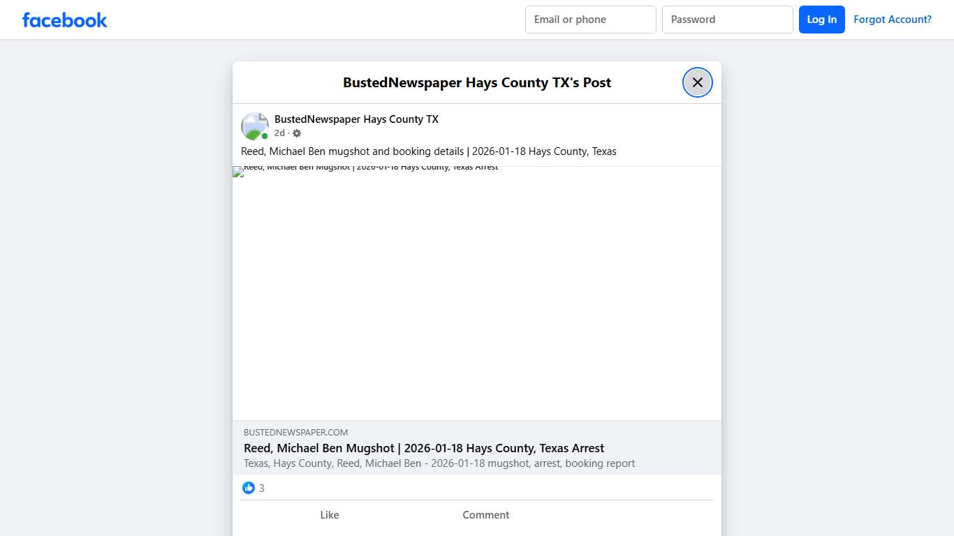 Reed, Michael Ben mugshot... - BustedNewspaper Hays County TX | Facebook
