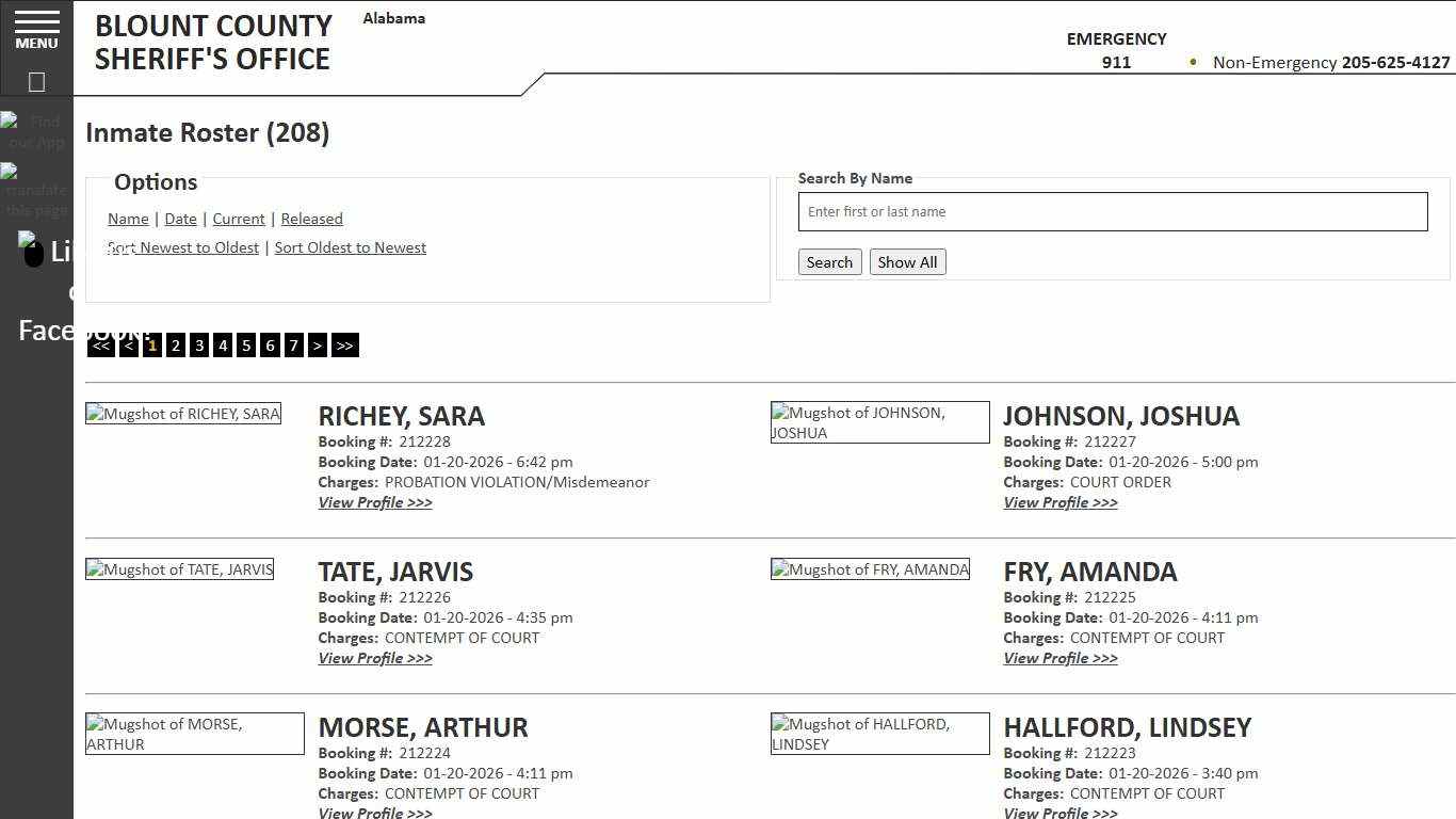 Inmate Roster - Current Inmates Booking Date Descending - Blount County Sheriff AL